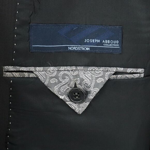 Joseph Abboud Sport Coat Mens 44R Black Wool Jacket Loro Piana Super 120s Blazer - Picture 3 of 16